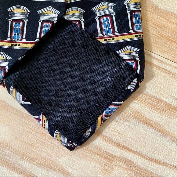 Vtg Archifeti 1999 “Windows Bldg Museum” Classic Handmade Silk Tie - Picture 5 of 7